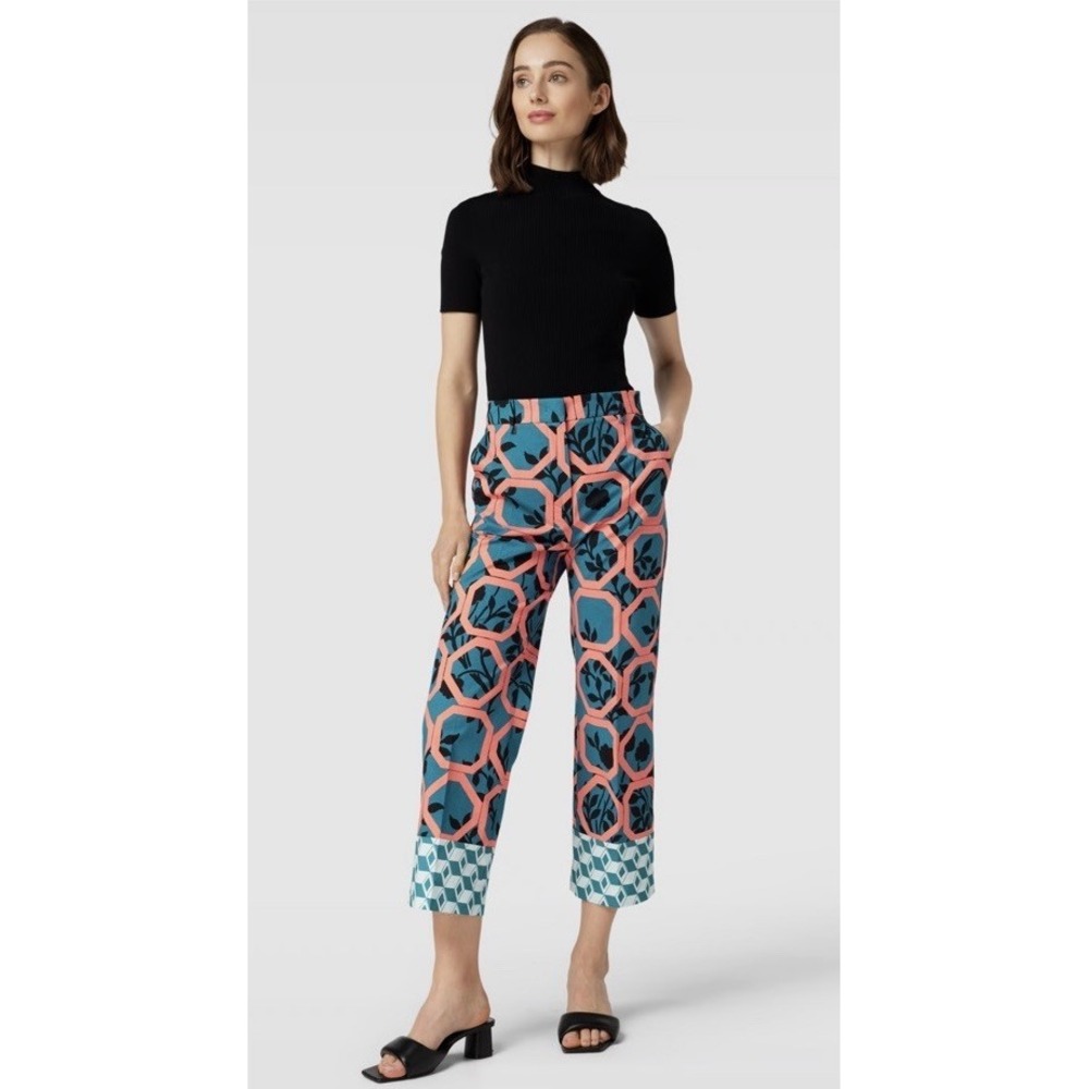 Weekend Max Mara Women Size 2 Rosatea Floral Geometric Cropped Trousers